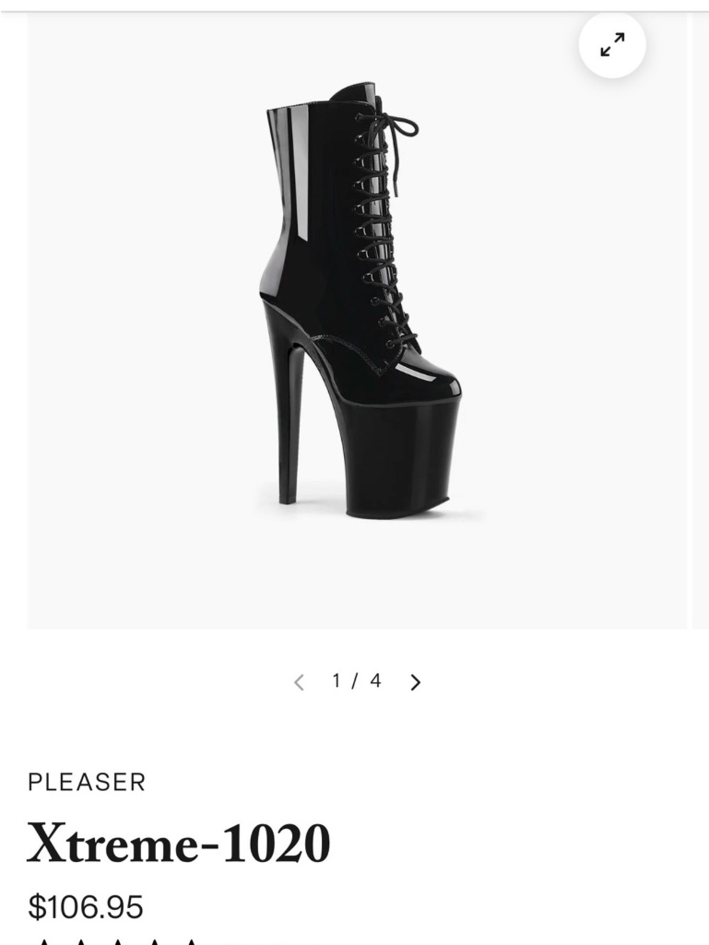 Pleaser Xtreme-1020 Black Patent Platform Lace-Up Boot